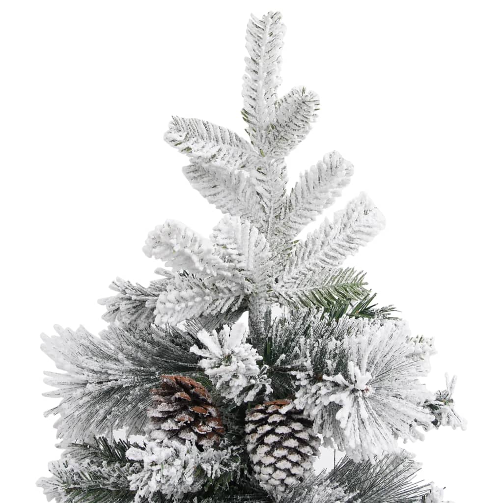 vidaXL Juletre med flokket snø og kongler 195 cm PVC og PE