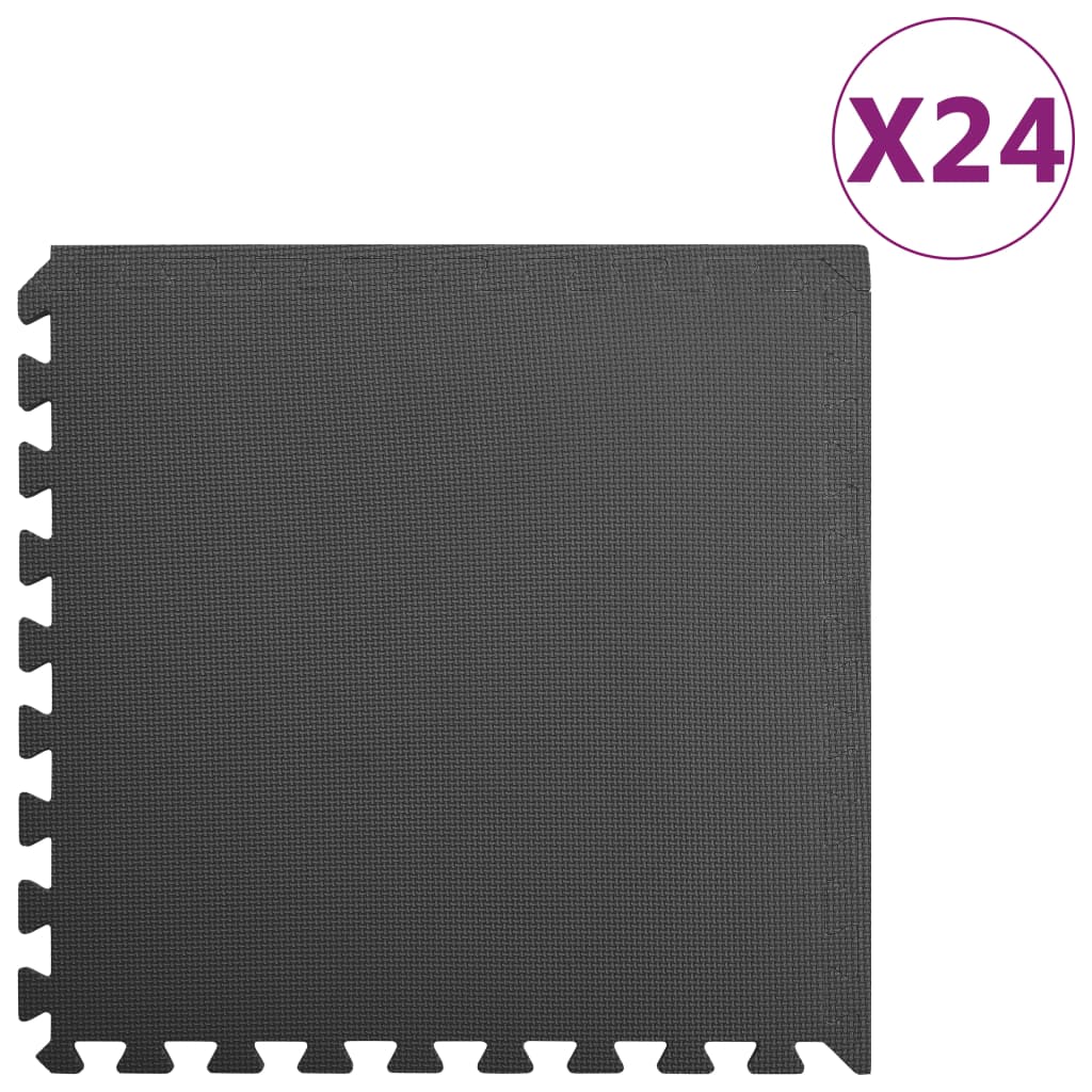 vidaXL Gulvmatter 24 stk 8,64 ㎡ EVA-skum svart