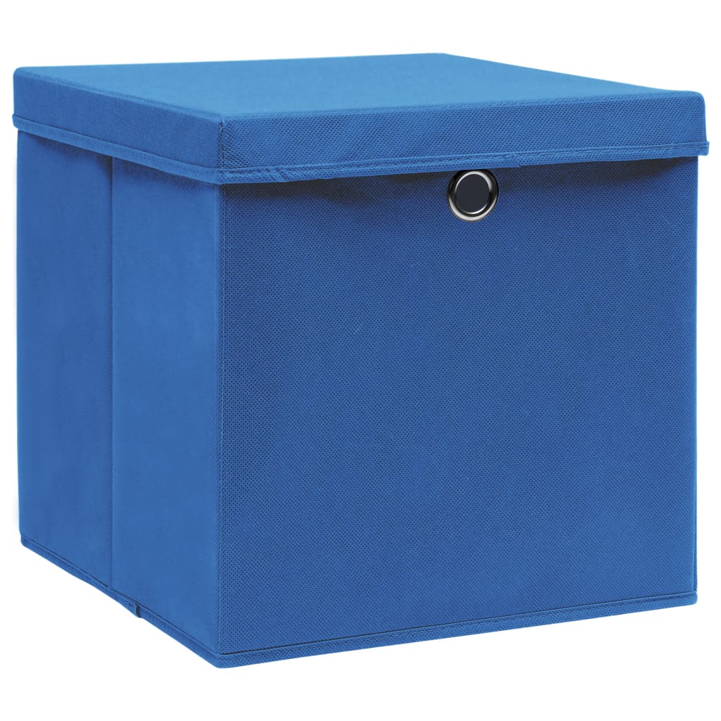 vidaXL Oppbevaringsbokser med deksler 10 stk 28x28x28 cm blå