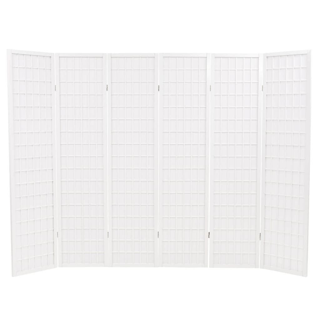 vidaXL Sammenleggbar romdeler 6 paneler japansk stil 240x170 cm hvit