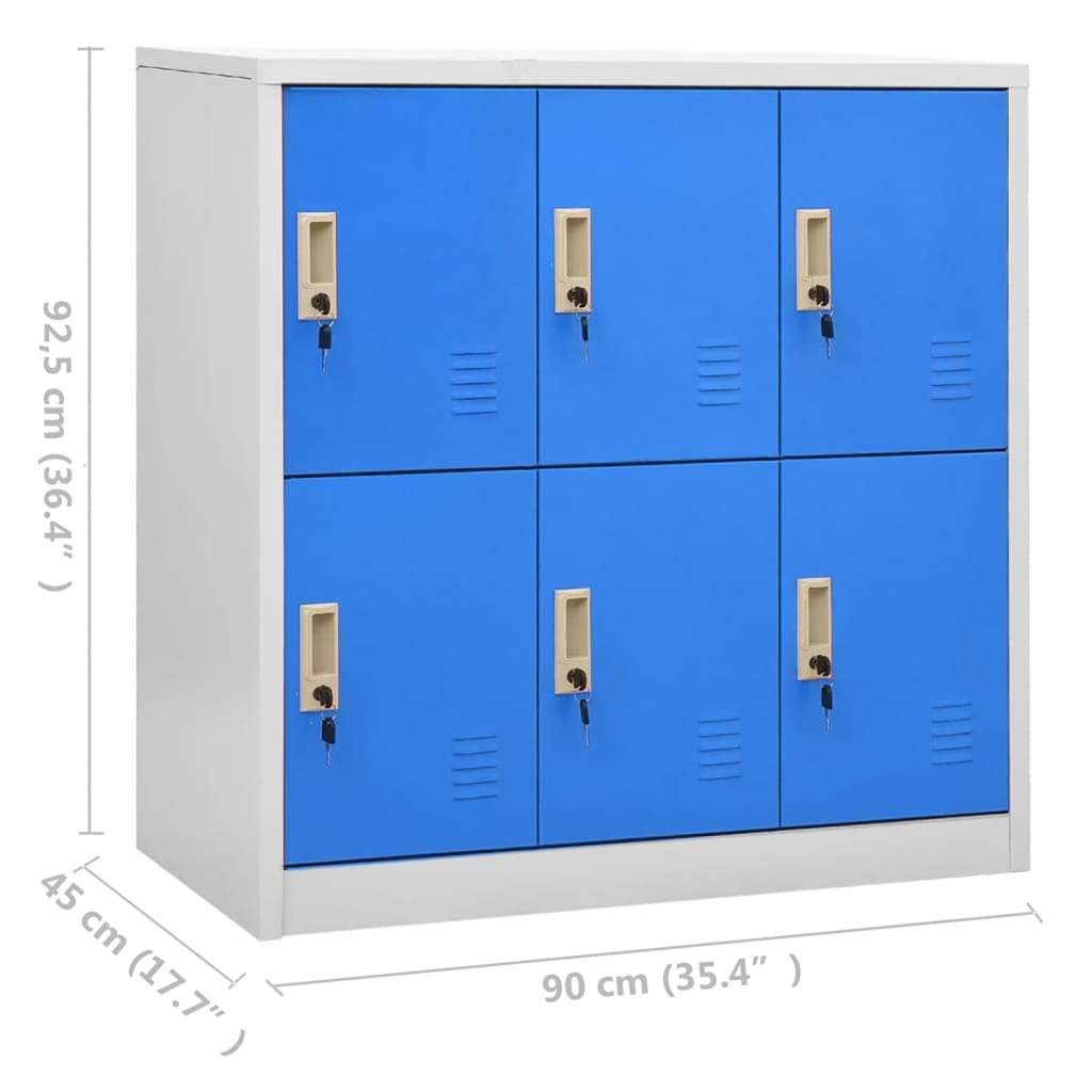 vidaXL Oppbevaringsskap lysegrå og blå 90x45x92,5 cm stål