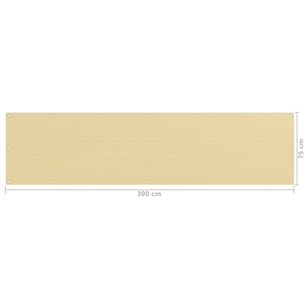 vidaXL Balkongskjerm beige 75x300 cm HDPE