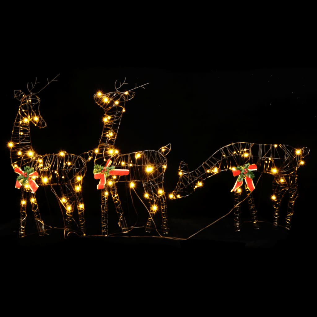 vidaXL Julepynt reinsdyr og slede 90 LED varmhvit rotting