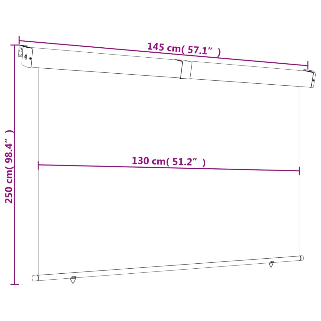 vidaXL Sidemarkise for balkong 145x250 cm svart