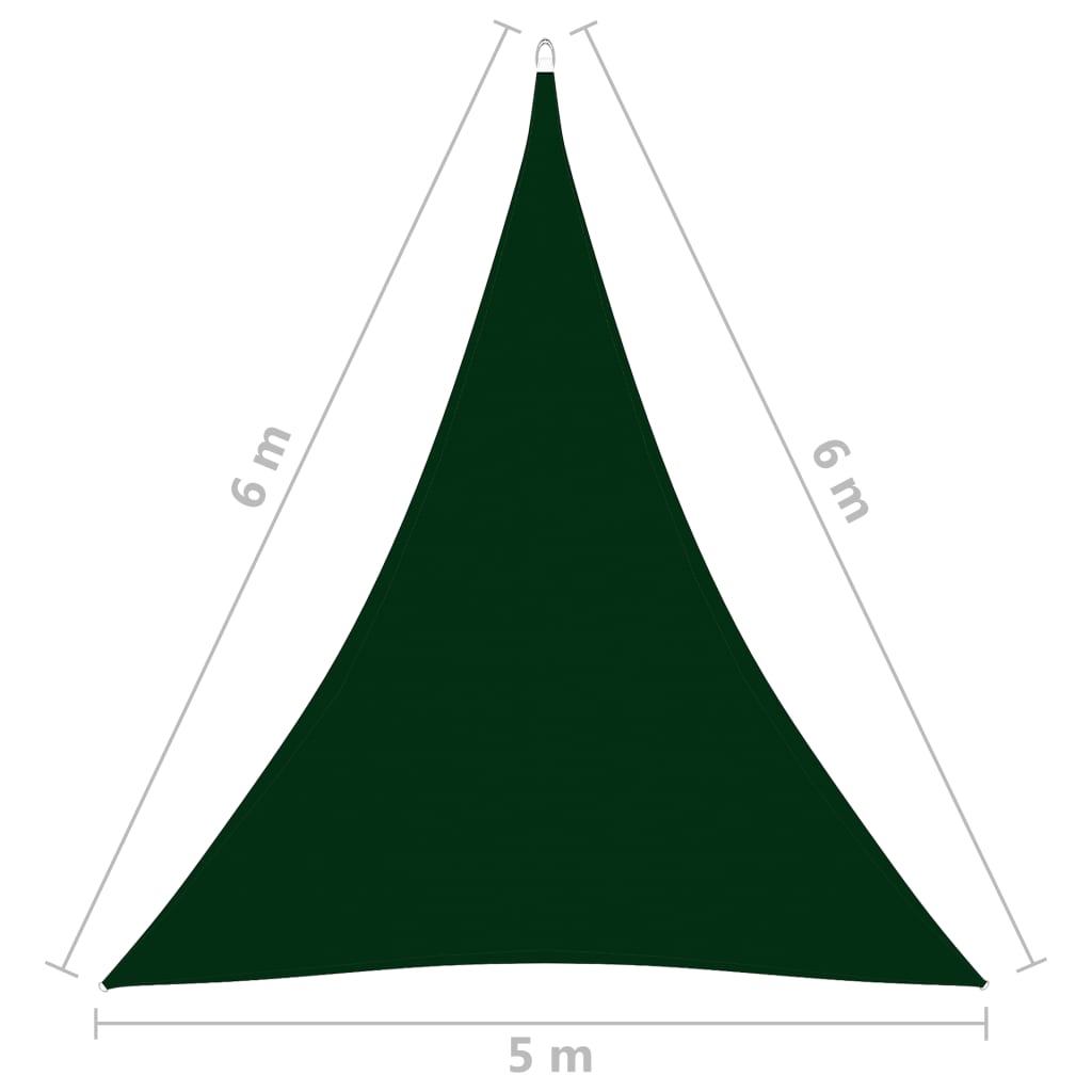 vidaXL Solseil oxfordstoff trekantet 5x6x6 m mørkegrønn