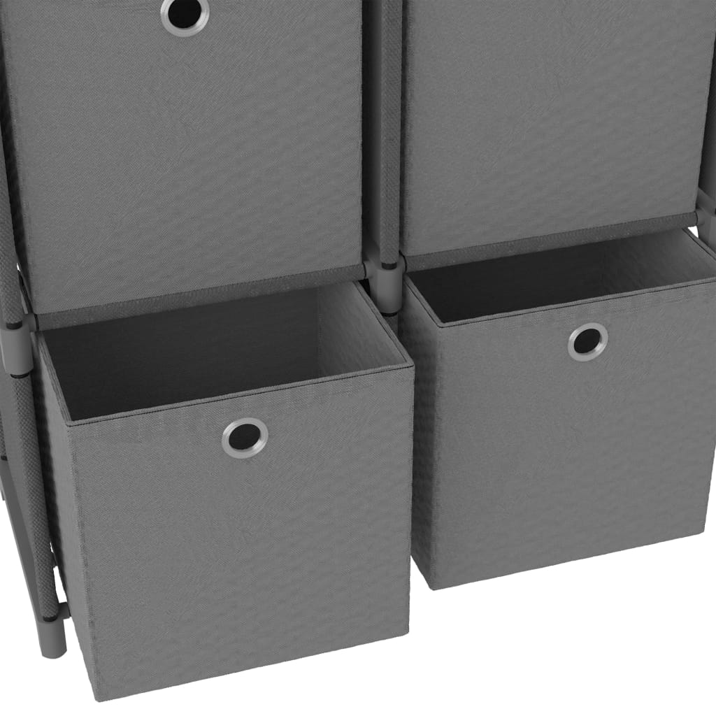 vidaXL Displayhylle med 5 kuber og bokser grå 103x30x72,5 cm stoff