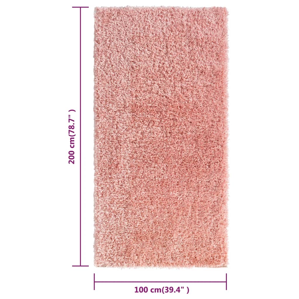 vidaXL Flossteppe med høy luv rosa 100x200 cm 50 mm
