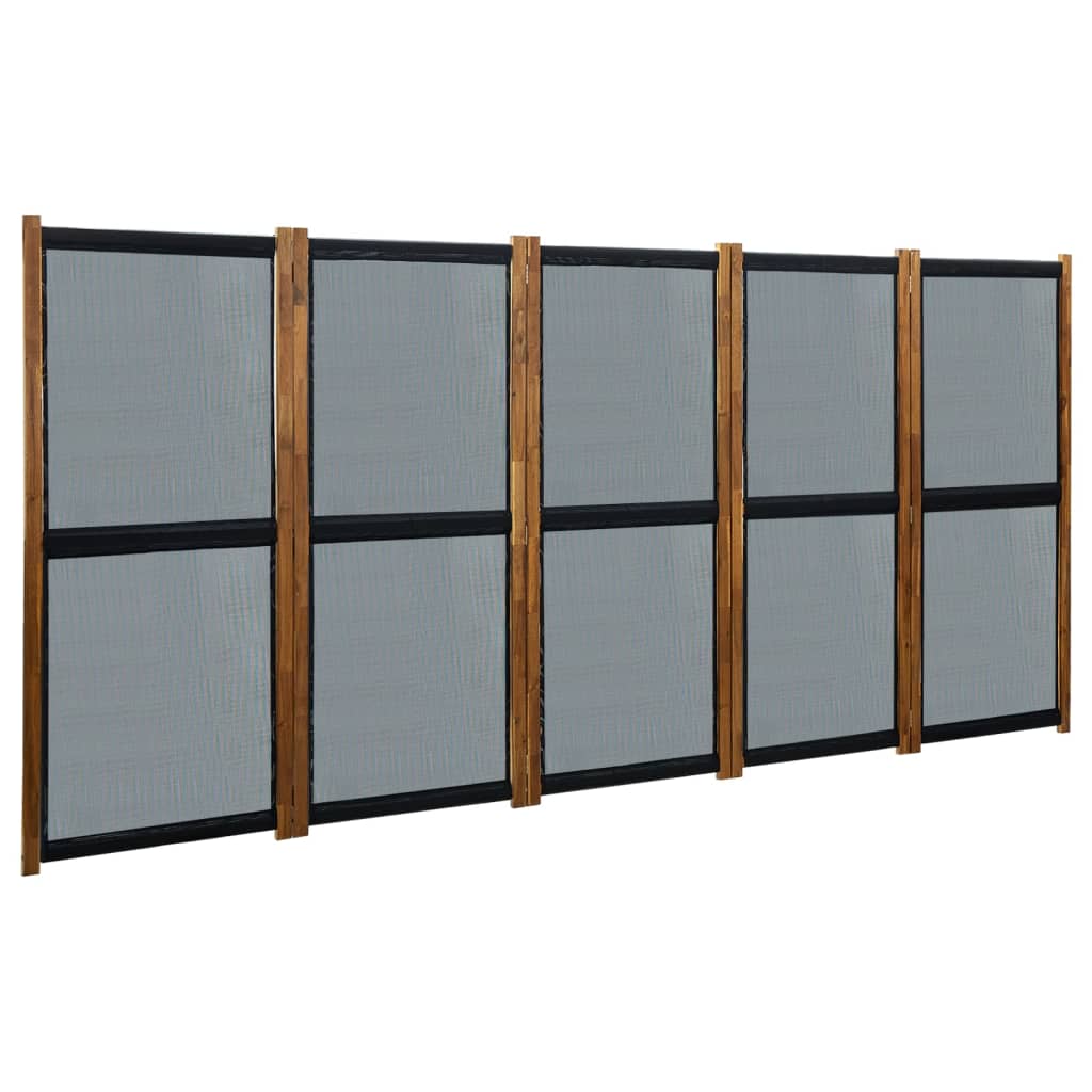 vidaXL Romdeler med 5 paneler svart 350x170 cm