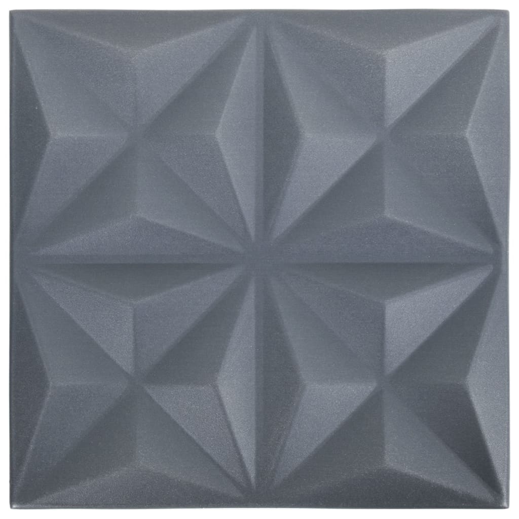 vidaXL 3D-veggpaneler 24 stk 50x50 cm origami grå 6 m²