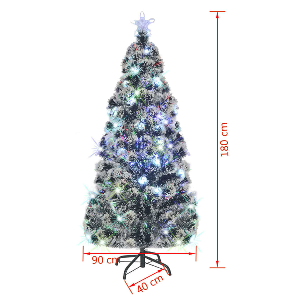 vidaXL Forhåndsbelyst juletre med stativ 180 cm fiberoptikk