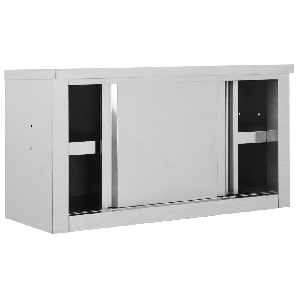 vidaXL Kjøkkenskap vegg med skyvedører 90x40x50 cm rustfritt stål