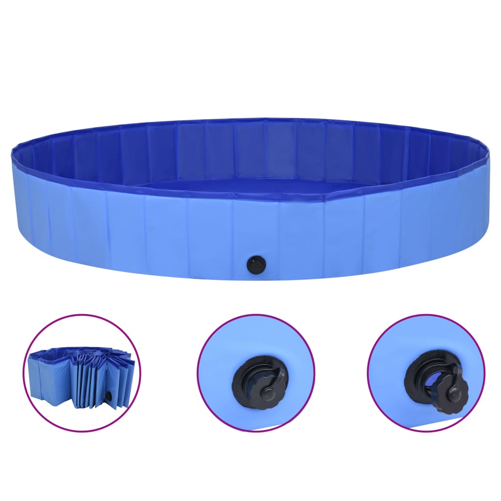 vidaXL Sammenleggbart hundebasseng blå 200x30 cm PVC