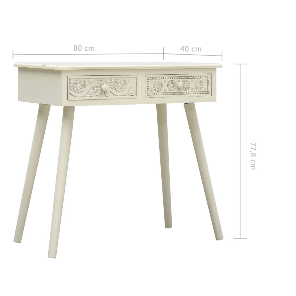 vidaXL Konsollbord med 2 skuffer og uskjæring grå 80x40x77,8 cm tre