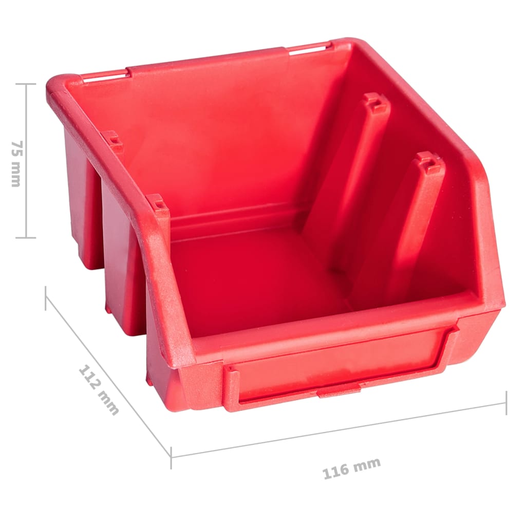 vidaXL Oppbevaringsbokssett i 8 deler med veggpanel rød og svart