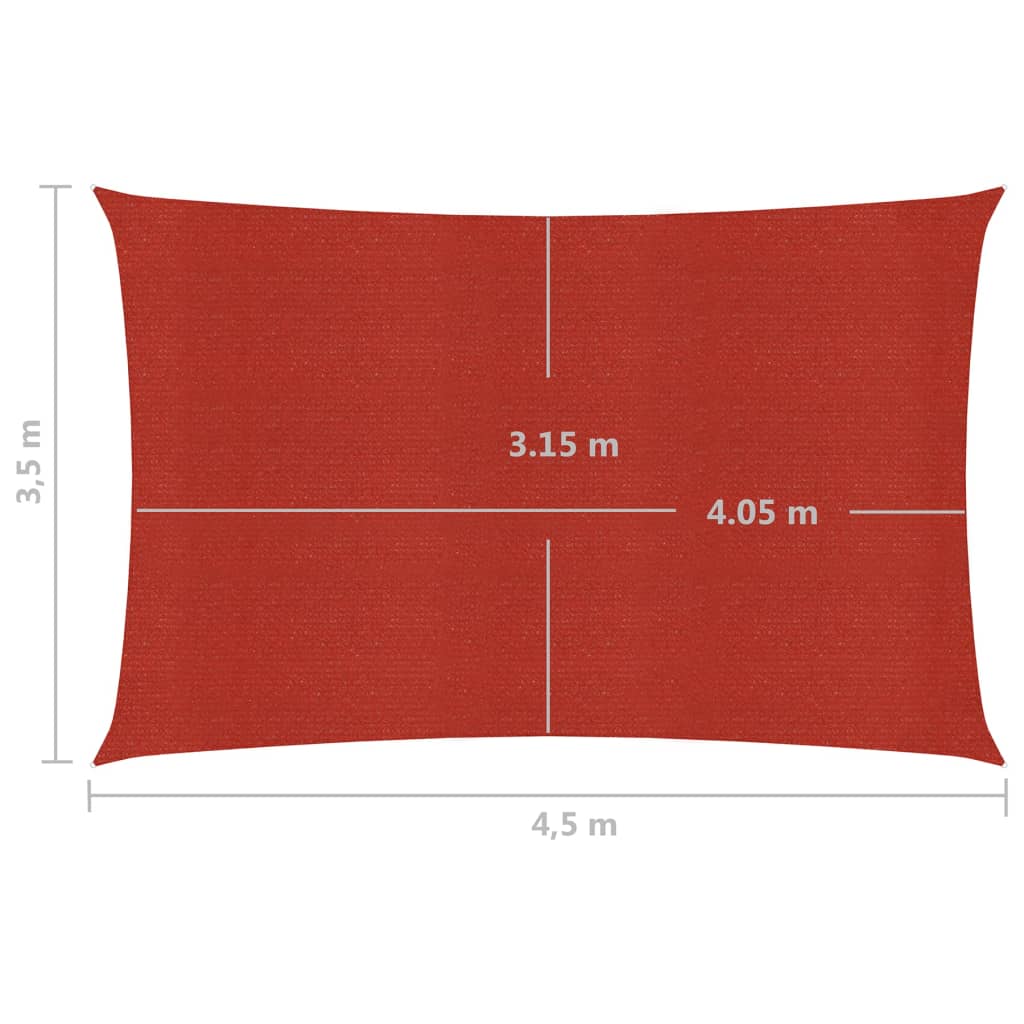 vidaXL Solseil 160 g/m² rød 3,5x4,5 m HDPE