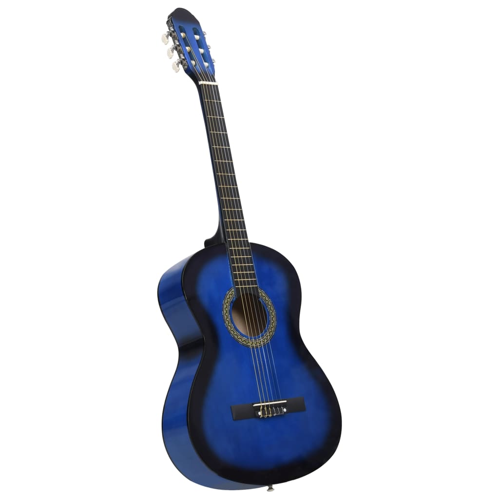 vidaXL Klassisk gitar nybegynnersett 12 deler 4/4 39" blå