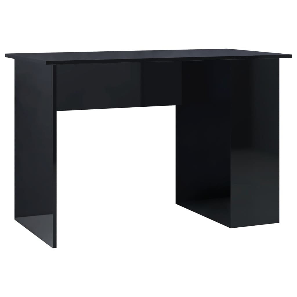 vidaXL Skrivebord høyglans svart 110x60x73 cm sponplate