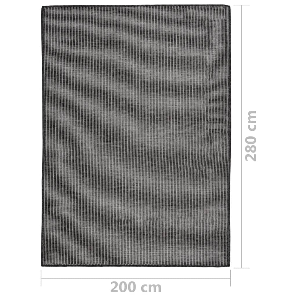 vidaXL Utendørs flatvevd teppe 200x280 cm grå