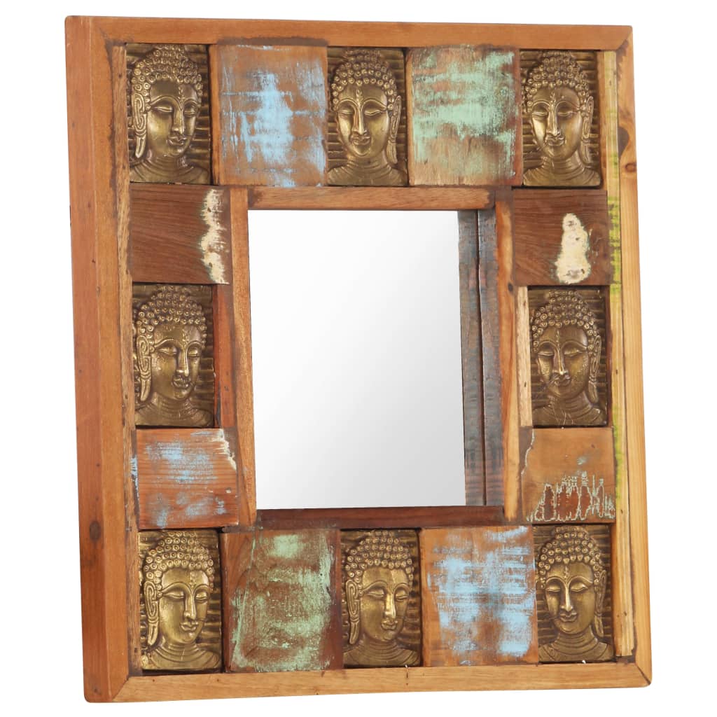 vidaXL Speil med Buddha-motiver 50x50 cm gjenvunnet tre