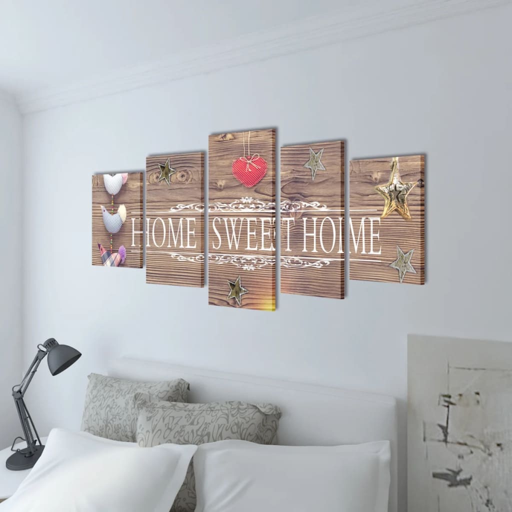 Kanvas Flerdelt Veggdekorasjon Home Sweet Home Design 100 x 50 cm