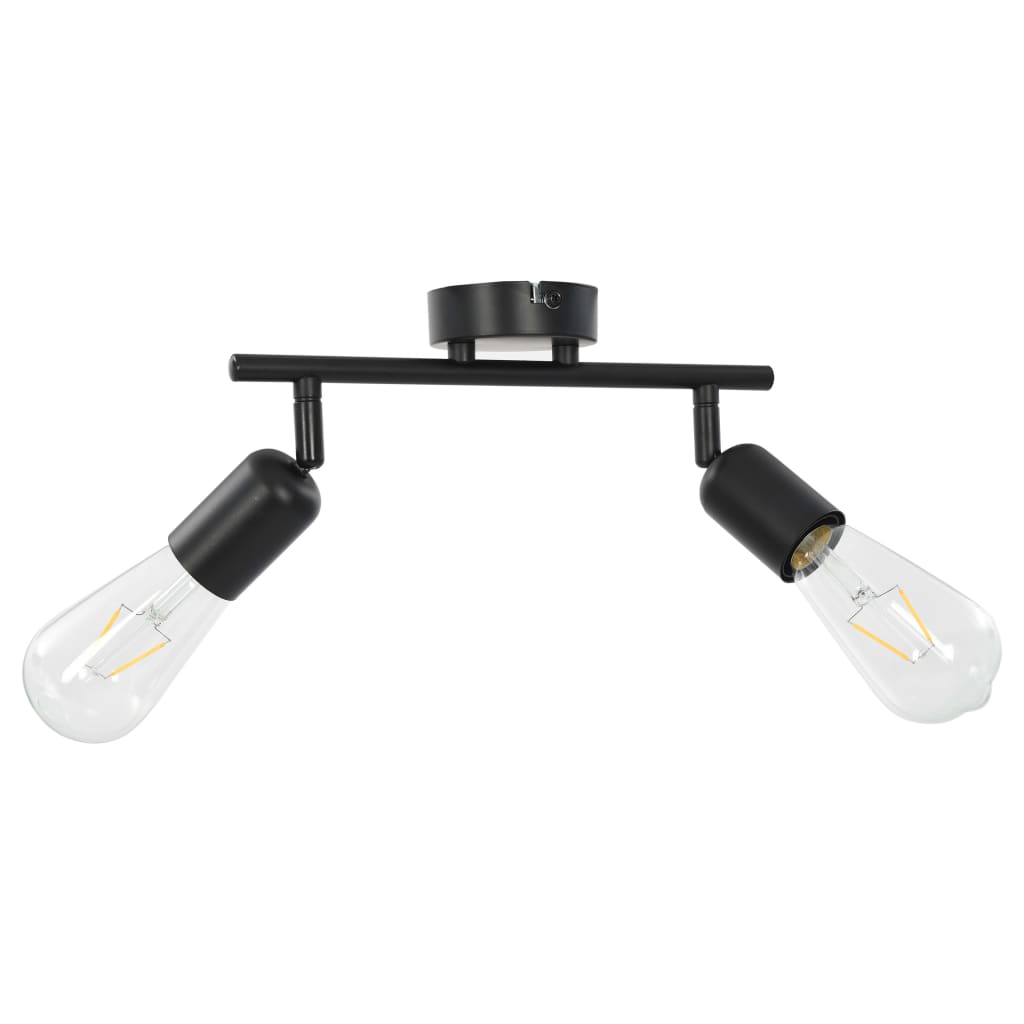 vidaXL Spotlys 2-veis med glødelamper 2 W svart E27