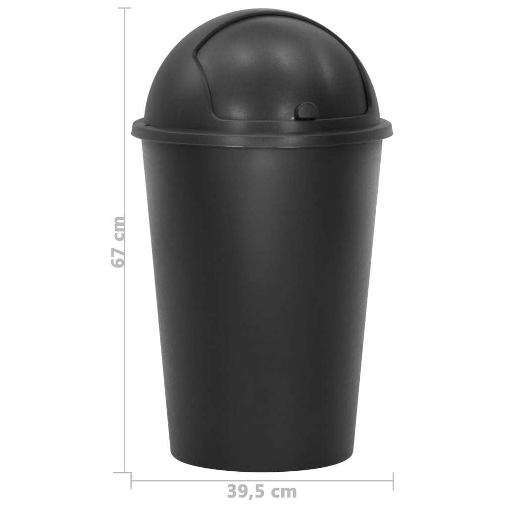 vidaXL Enkelt søppelbøtte svart 50 L