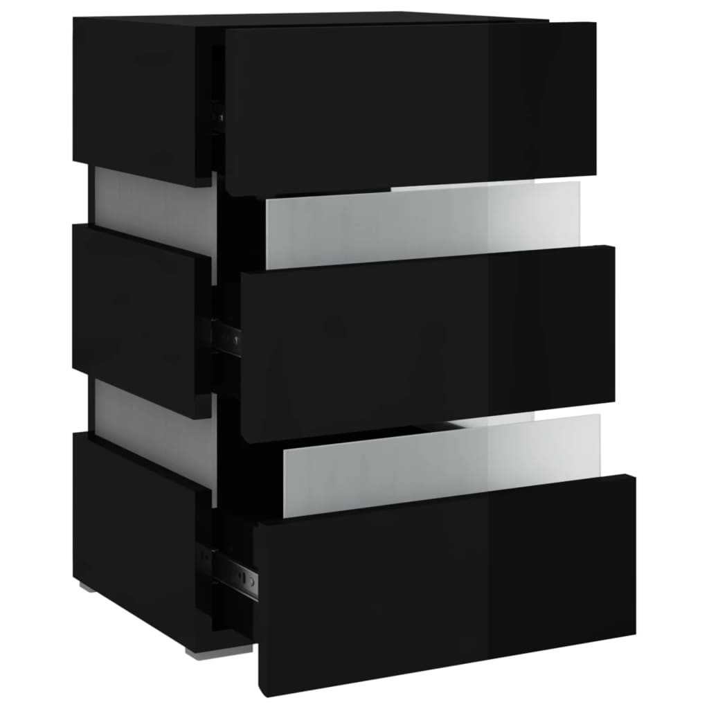 vidaXL LED-nattbord høyglans svart 45x35x67 cm konstruert tre