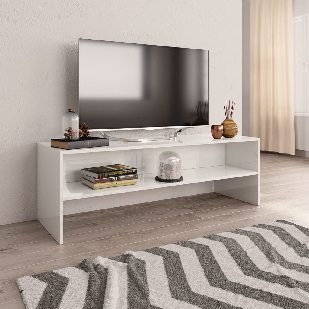 vidaXL TV-benk høyglans hvit 120x40x40 cm sponplate