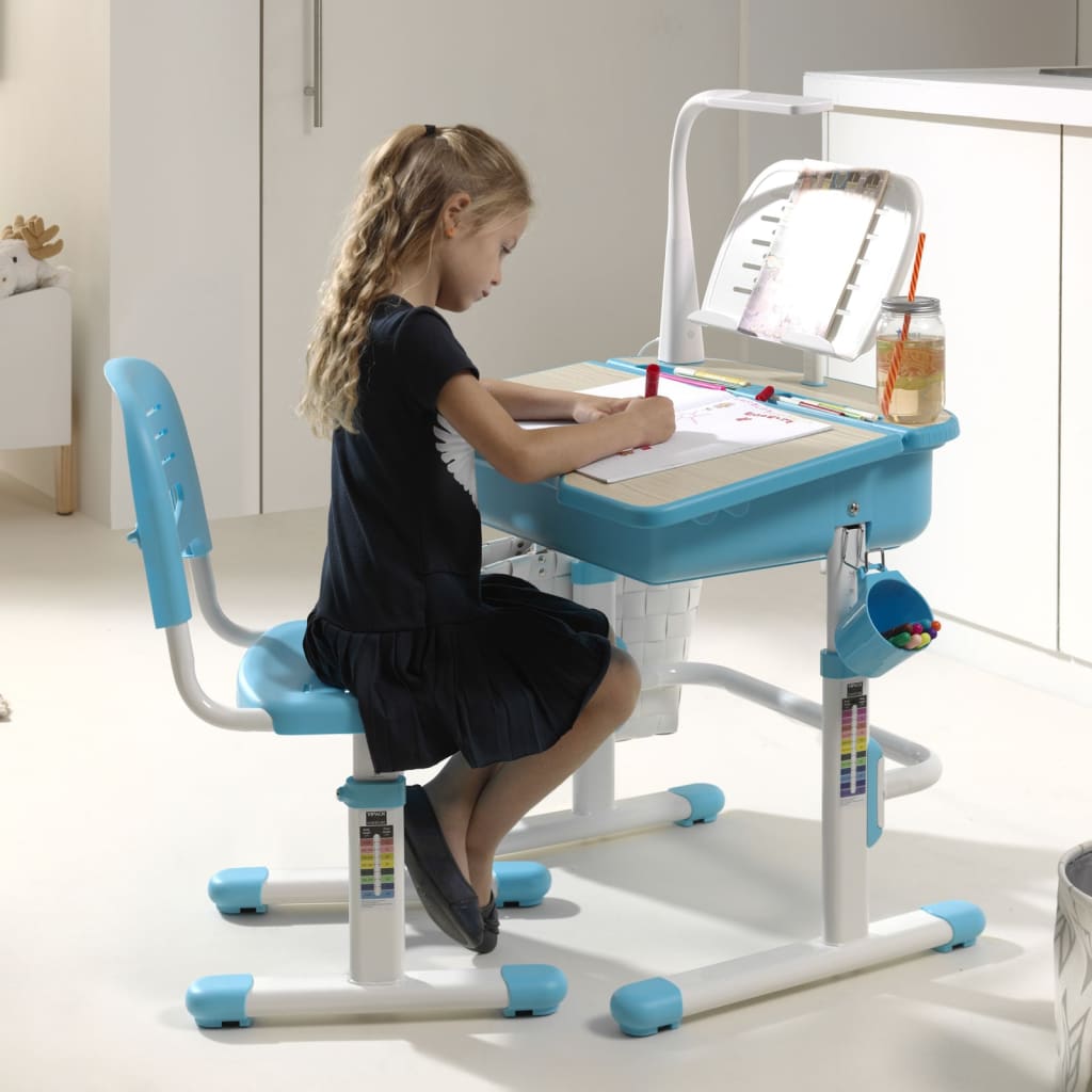 Vipack Justerbar barnepult Comfortline 301 med stol lyseblå og hvit