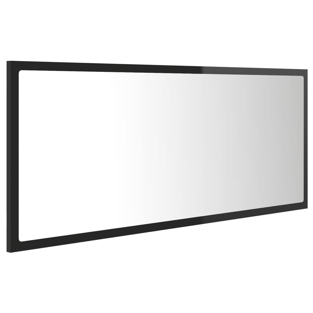 vidaXL LED-badespeil høyglans svart 100x8,5x37 cm akryl