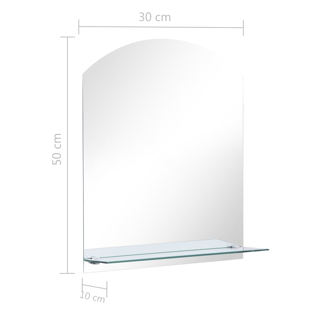 vidaXL Veggspeil med hylle 30x50 cm herdet glass