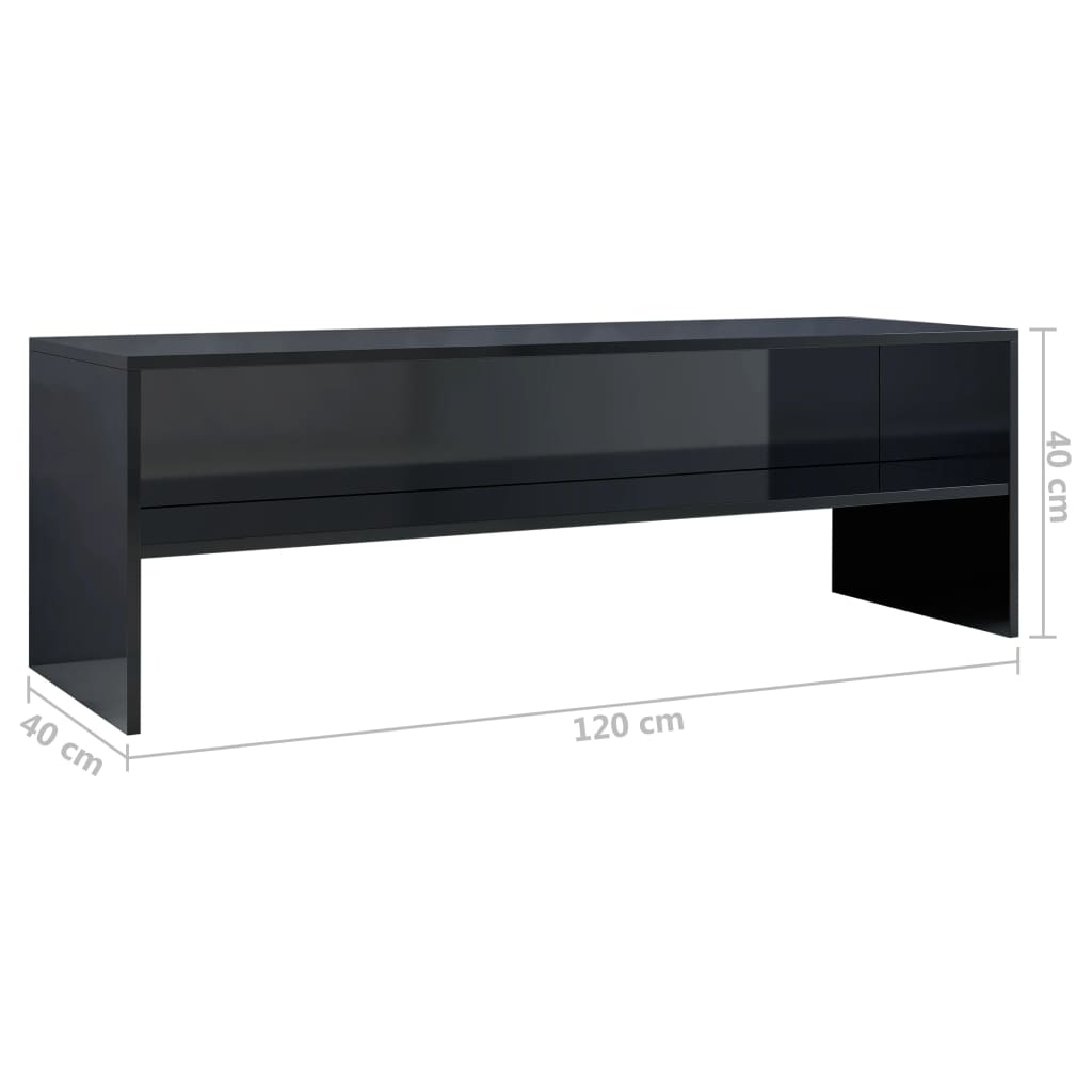 vidaXL TV-benk høyglans svart 120x40x40 cm sponplate