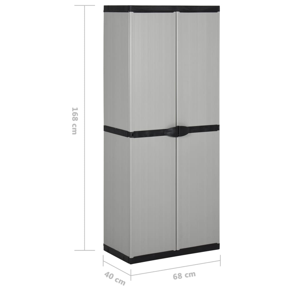 vidaXL Oppbevaringsskap til hage med 3 hyller grå og svart 68x40x168cm