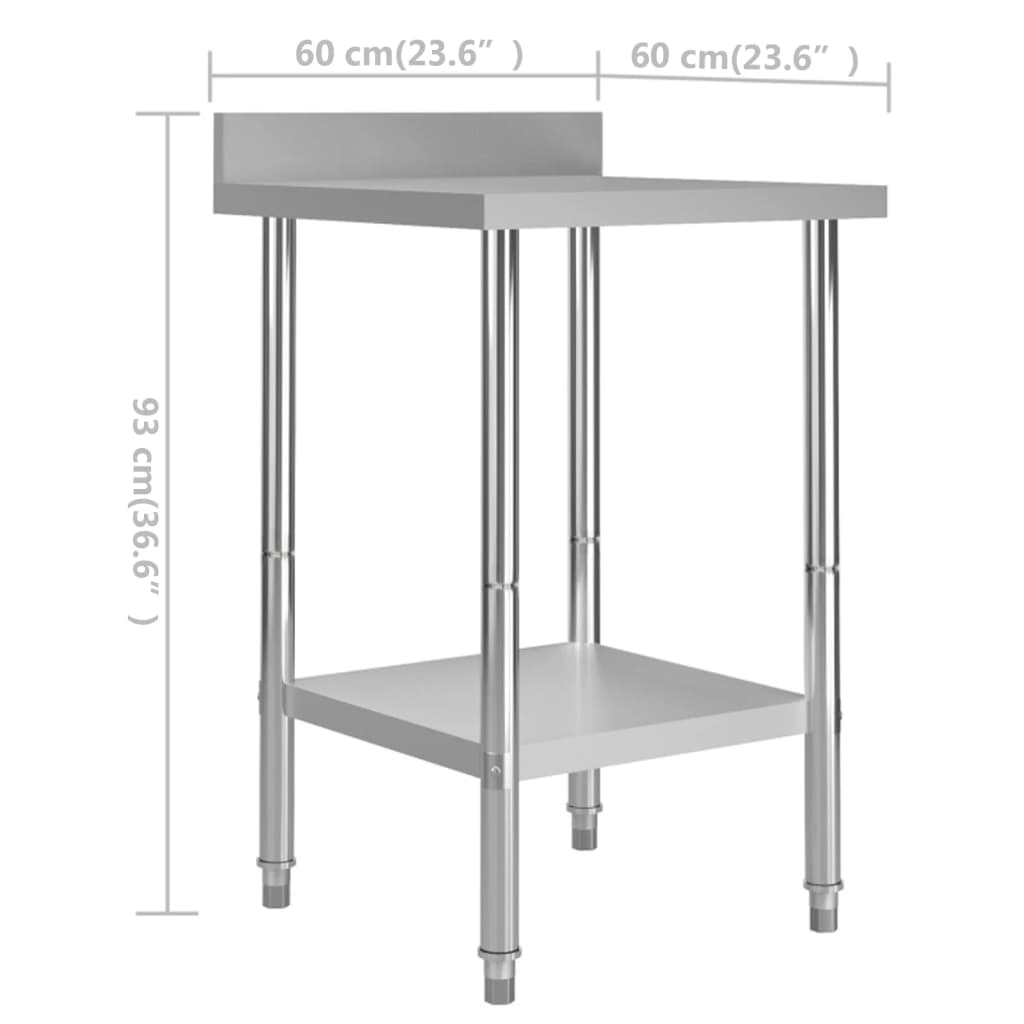 vidaXL Arbeidsbord for kjøkken med bakplater 60x60x93 rustfritt stål