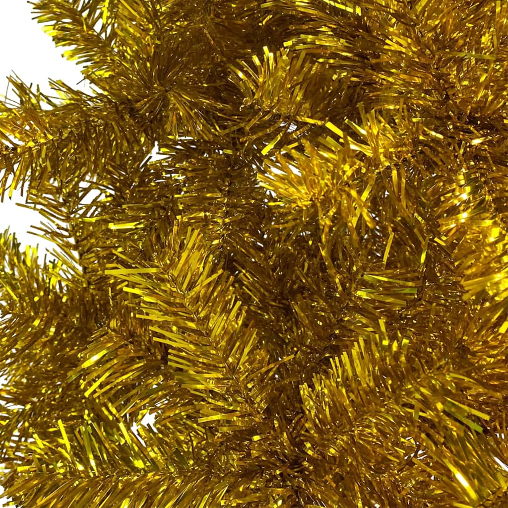 vidaXL Forhåndsbelyst slankt juletre gull 210 cm