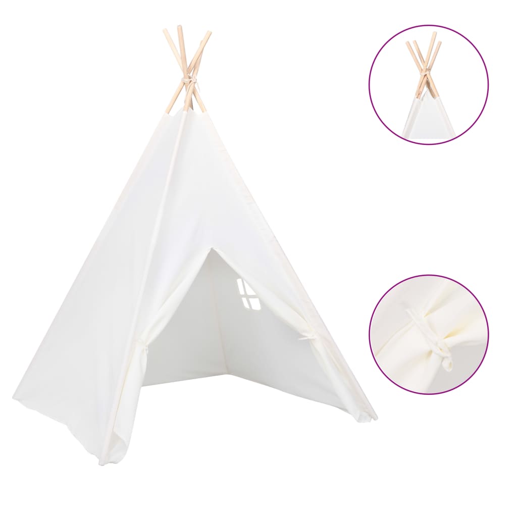 vidaXL Tipi-telt for barn med pose ferskenhud hvit 120x120x150 cm