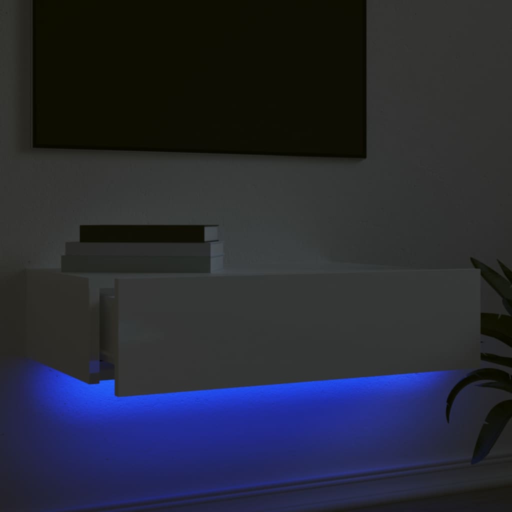 vidaXL TV-benk med LED-lys høyglans hvit 60x35x15,5 cm