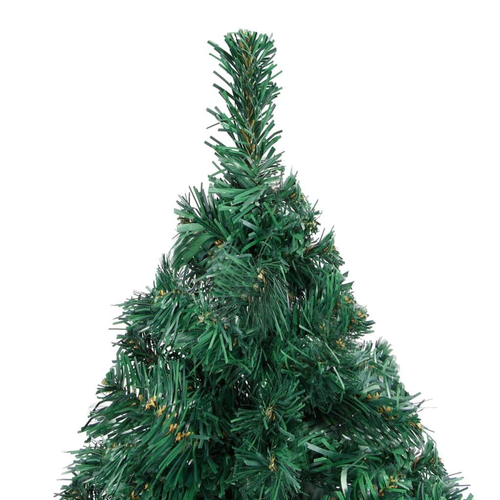 vidaXL Forhåndsbelyst kunstig juletre med tykke grener grønn 210 cm
