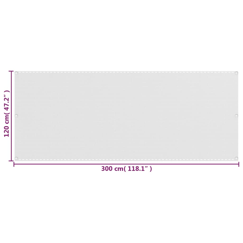 vidaXL Balkongskjerm hvit 120x300 cm HDPE