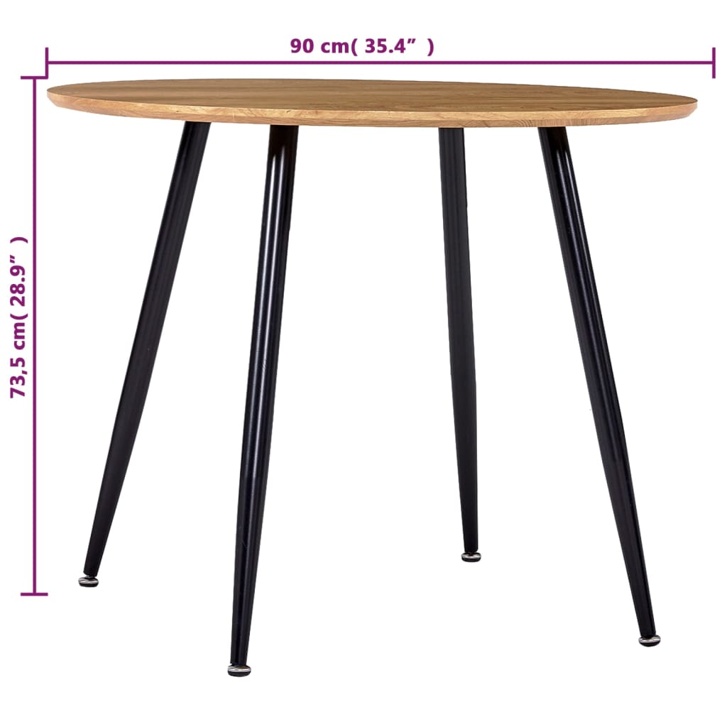 vidaXL Spisebord eik og svart 90x73,5 cm MDF
