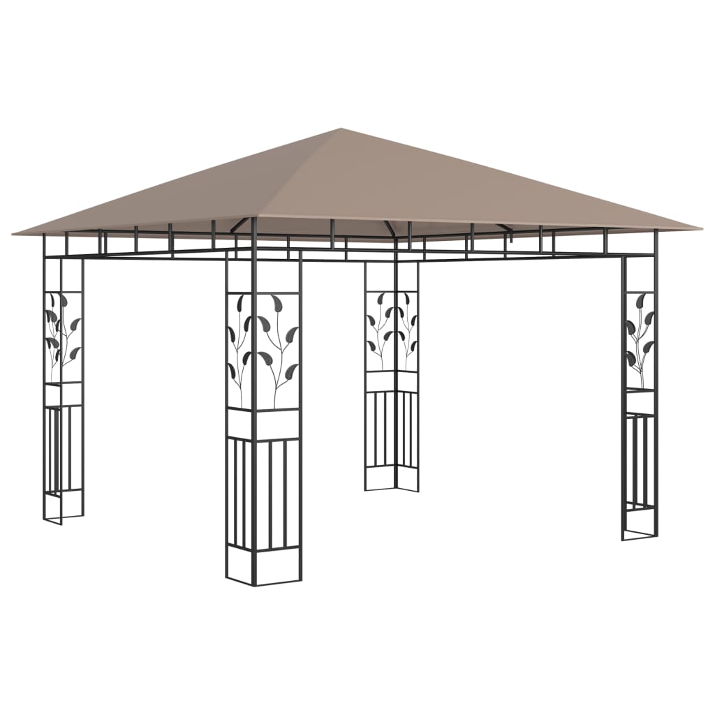 vidaXL Paviljong med myggnett 3x3x2,73 m gråbrun 180 g/m²