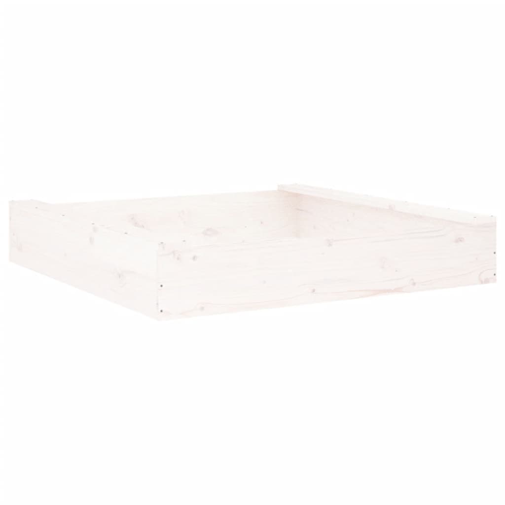 vidaXL Sandkasse med seter hvit firkantet heltre furu