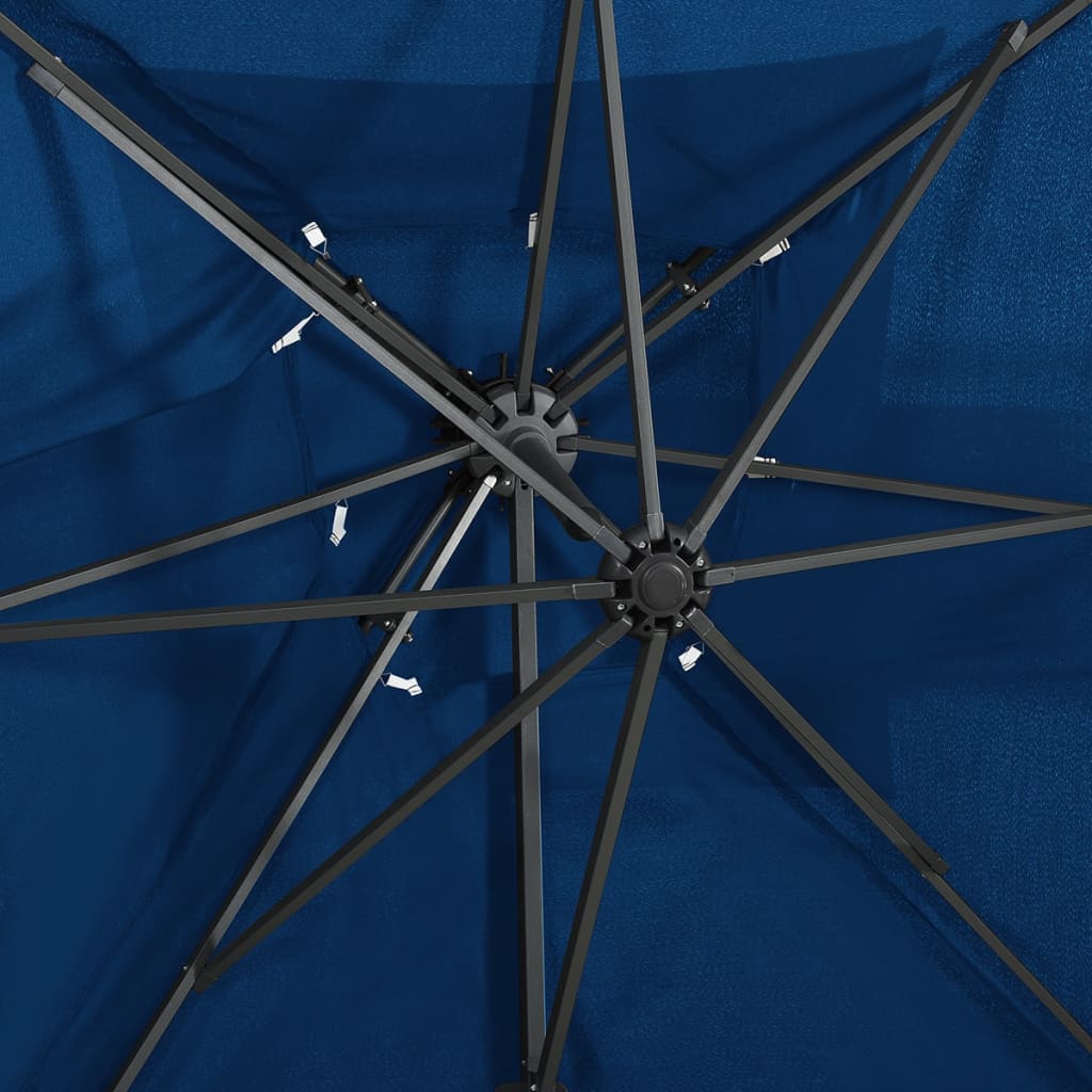 vidaXL Hengeparasoll med dobbel topp 250x250 cm asurblå