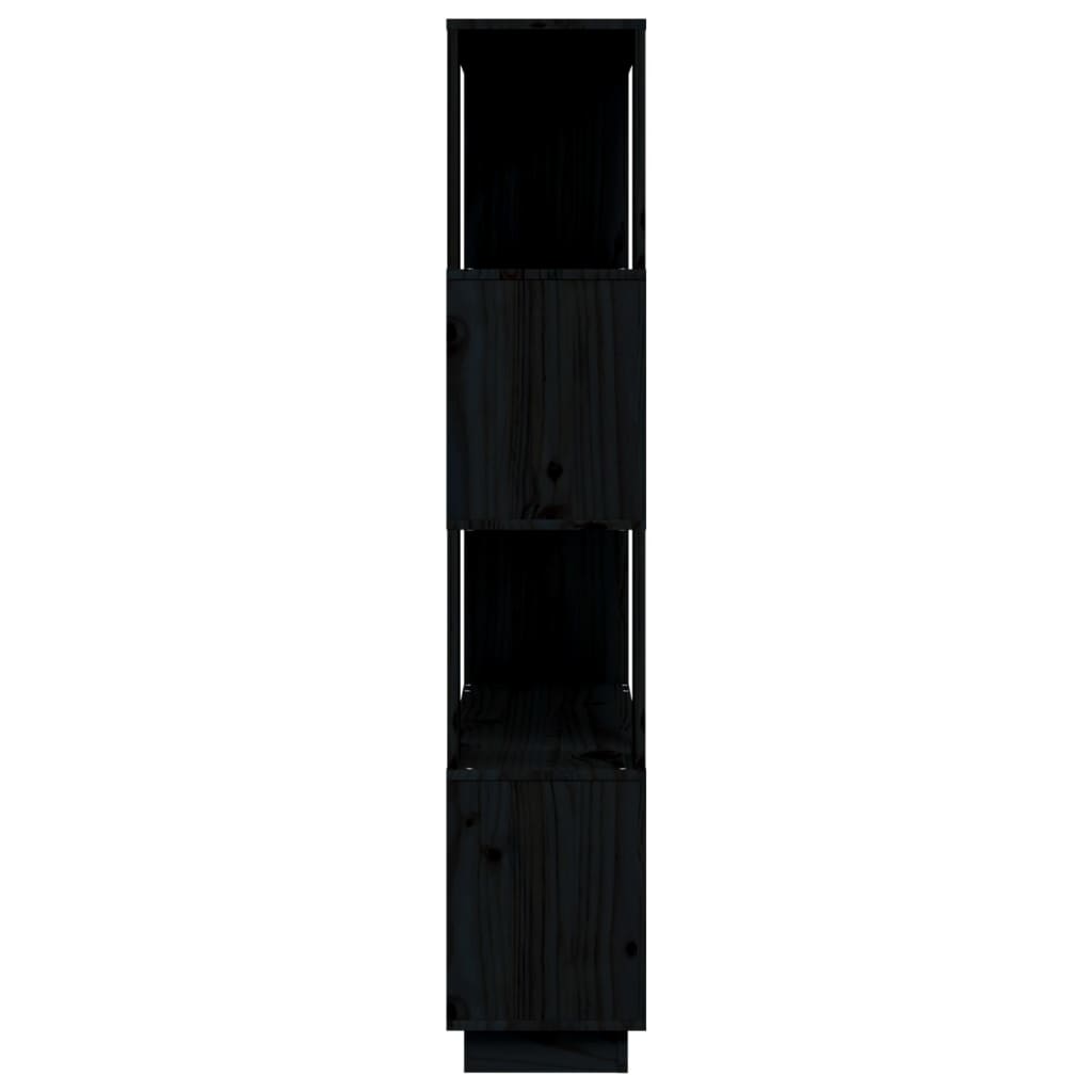 vidaXL Bokhylle/romdeler svart 80x25x132 cm heltre furu