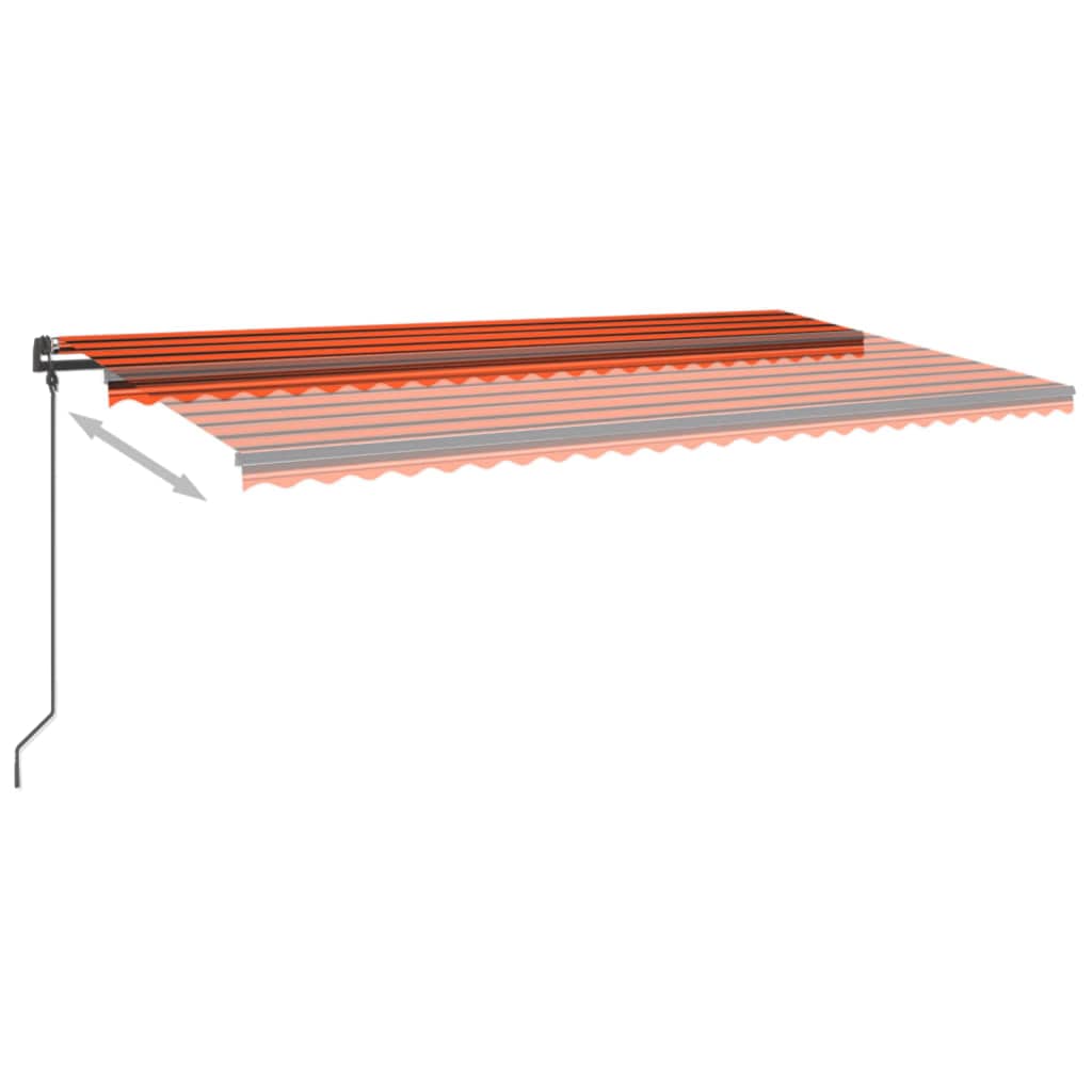 vidaXL Automatisk uttrekkbar markise med stolper 6x3 m oransje og brun