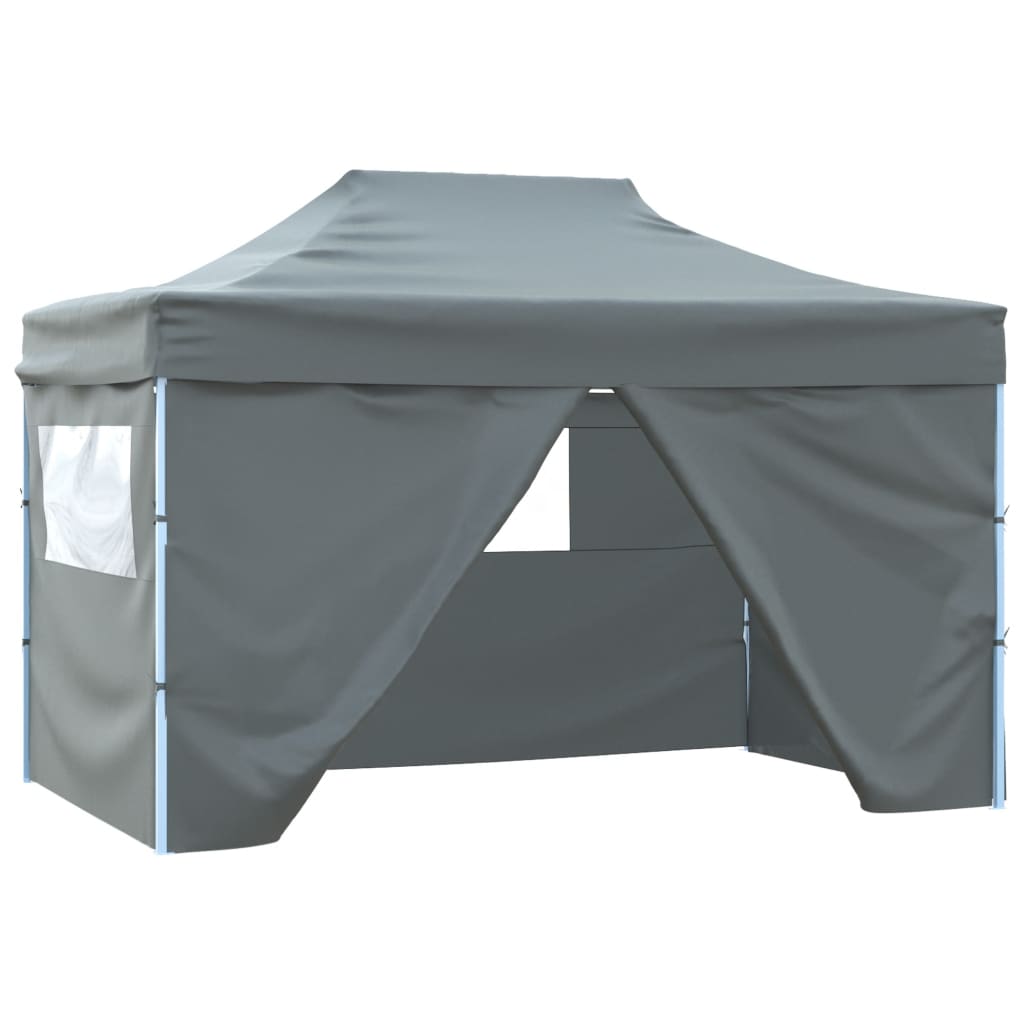 vidaXL Sammenleggbart telt popup med 4 sidevegger 3x4,5 m antrasitt
