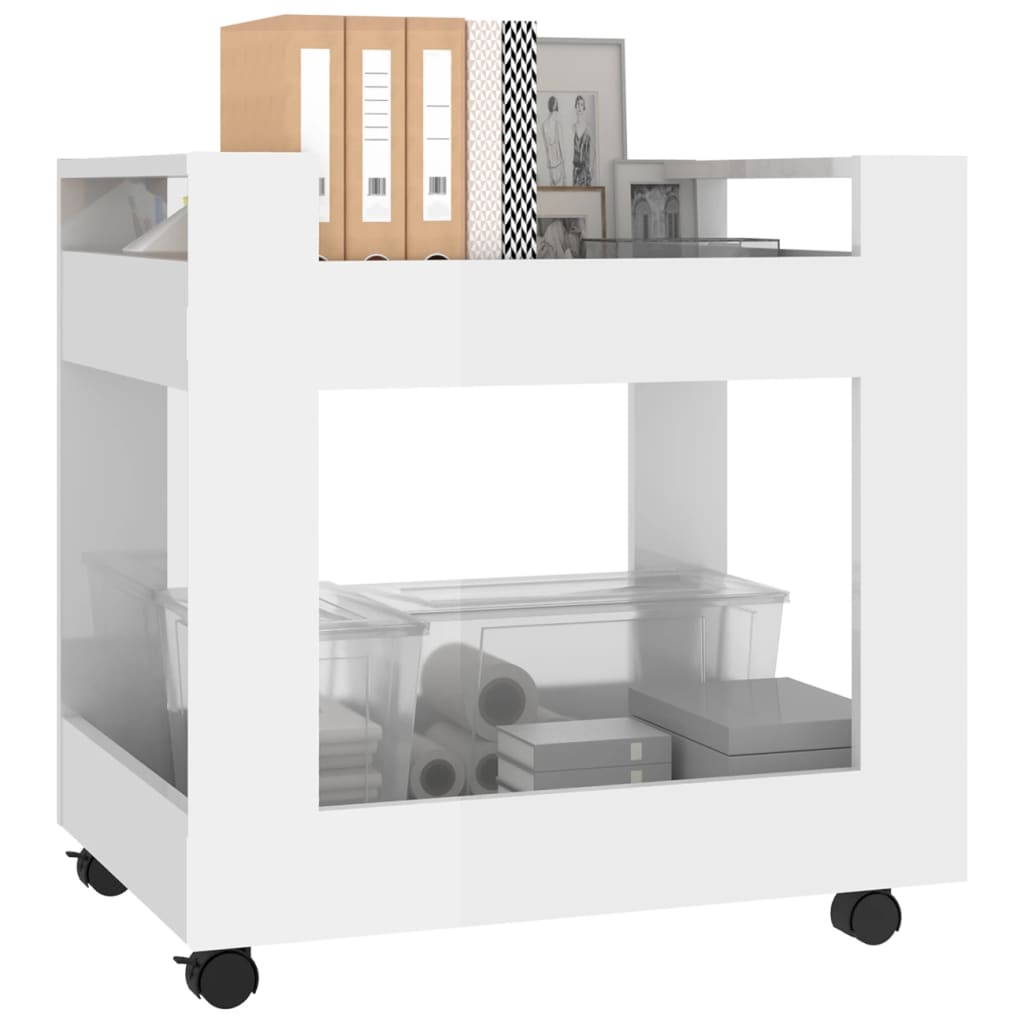 vidaXL Tralle til skrivebord høyglans hvit 60x45x60 cm konstruert tre