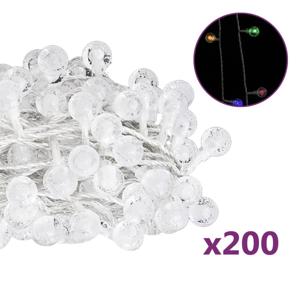 vidaXL Eventyrlysslynger 20 m 200 LED flerfarget 8 funksjoner