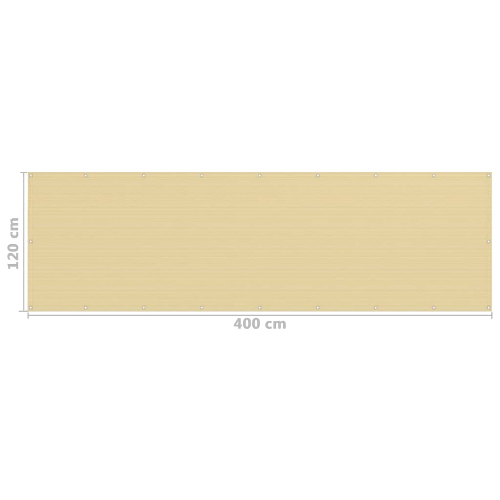 vidaXL Balkongskjerm beige 120x400 cm HDPE