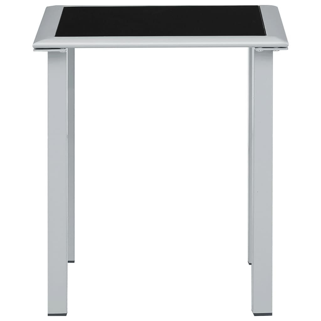 vidaXL Hagebord svart og sølv 41x41x45 cm stål og glass